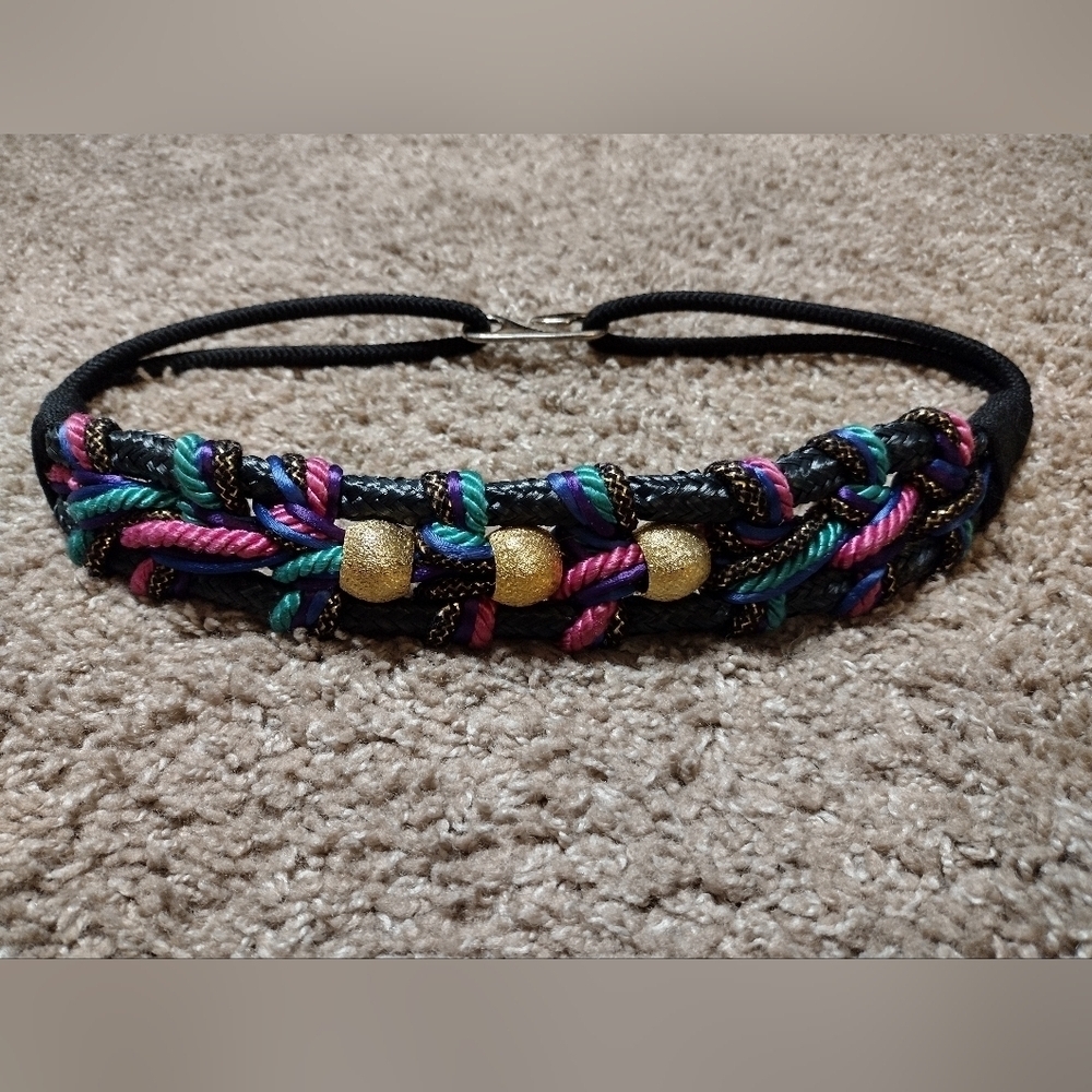 Vintage Braided Bungee Belt Multicolor Woven Cords - Picture 2 of 8